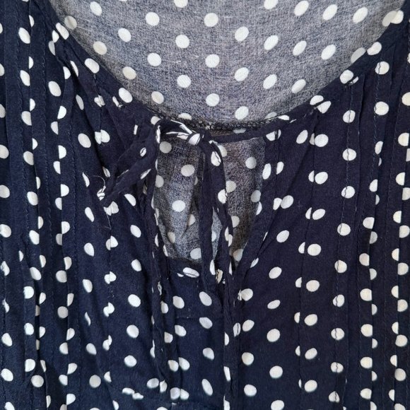 Suzanne Betro Navy Polka Dot Peasant Tunic Top Blouse - Plus Size 4X - Picture 4 of 8